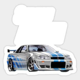 See you Again { fast and furious R34 GTR } Sticker